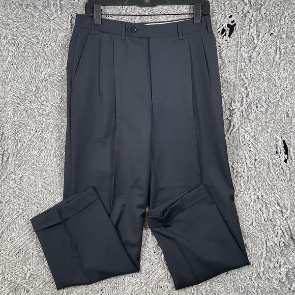 Canali 100% Pure Wool Dress Pants Mens Size 48R Navy Blue Preppy Formal Designer